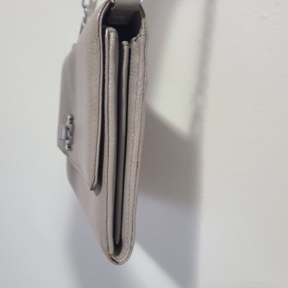 Tory Burch Flap Crossbody Gray Leather Chain Link Strap - Picture 5 of 11